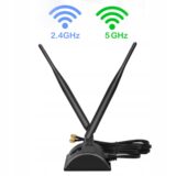Антена WiFi дводіапазонна 2.4 ГГц / 5.8 ГГц 6dBi RP-SMA з магнітною основою